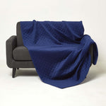 Diamond Quilted Velvet Bed Throw | 150cm x 200cm | Navy Blue