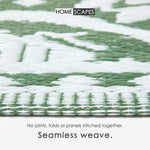 Luxury Outdoor Rug Waterproof Reversible For Garden Patio, Green Floral Leaf