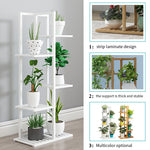 5 Tier Wooden Plant Stand Tall Plant Display Shelving Unit Indoor Outdoor Flower Rack 103cm Height | White