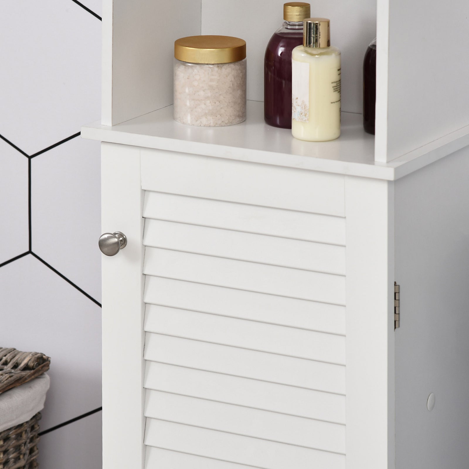 Freestanding Slimline Bathroom Storage Cabinet W/ 6 Shelves