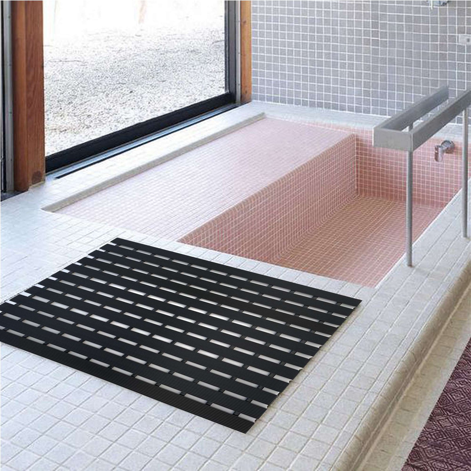 Non-slip Pvc Duckboard Shower Mat  - 61cm X 43cm | Black