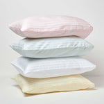 Cotton Stripe Kids Pillowcases 330 Thread Count, 2 Pack | 40 x 60cm | White