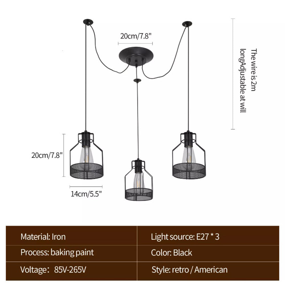 Bath Plus TB+ Vintage Black 3-light Ceiling Pendant