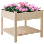 Elevated Planter Bed With Storage Shelf Natural