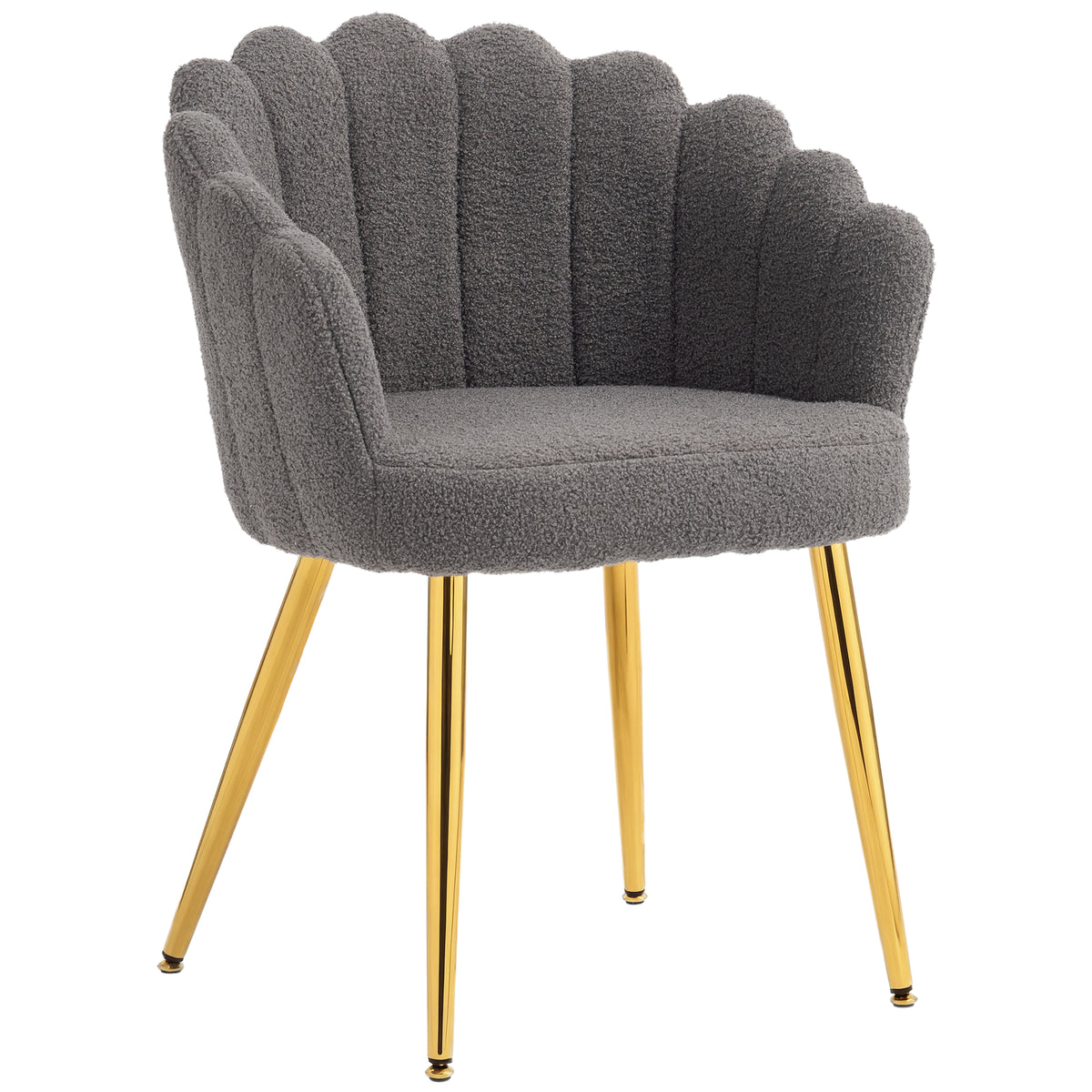 HOMCOM Petal-back Lounge Chair With Faux Lamb's Wool And Metal Legs