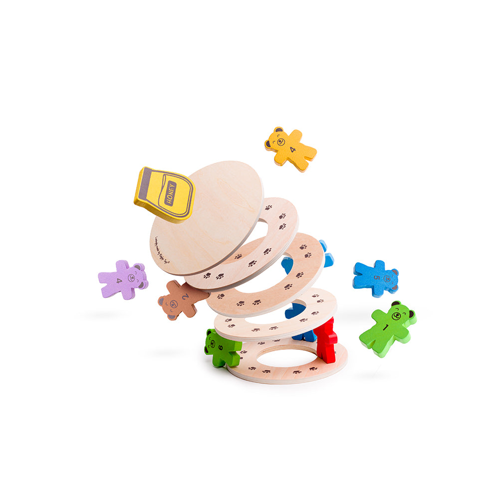 Wooden Teddy Tumbling Tower Game - 49 Pieces