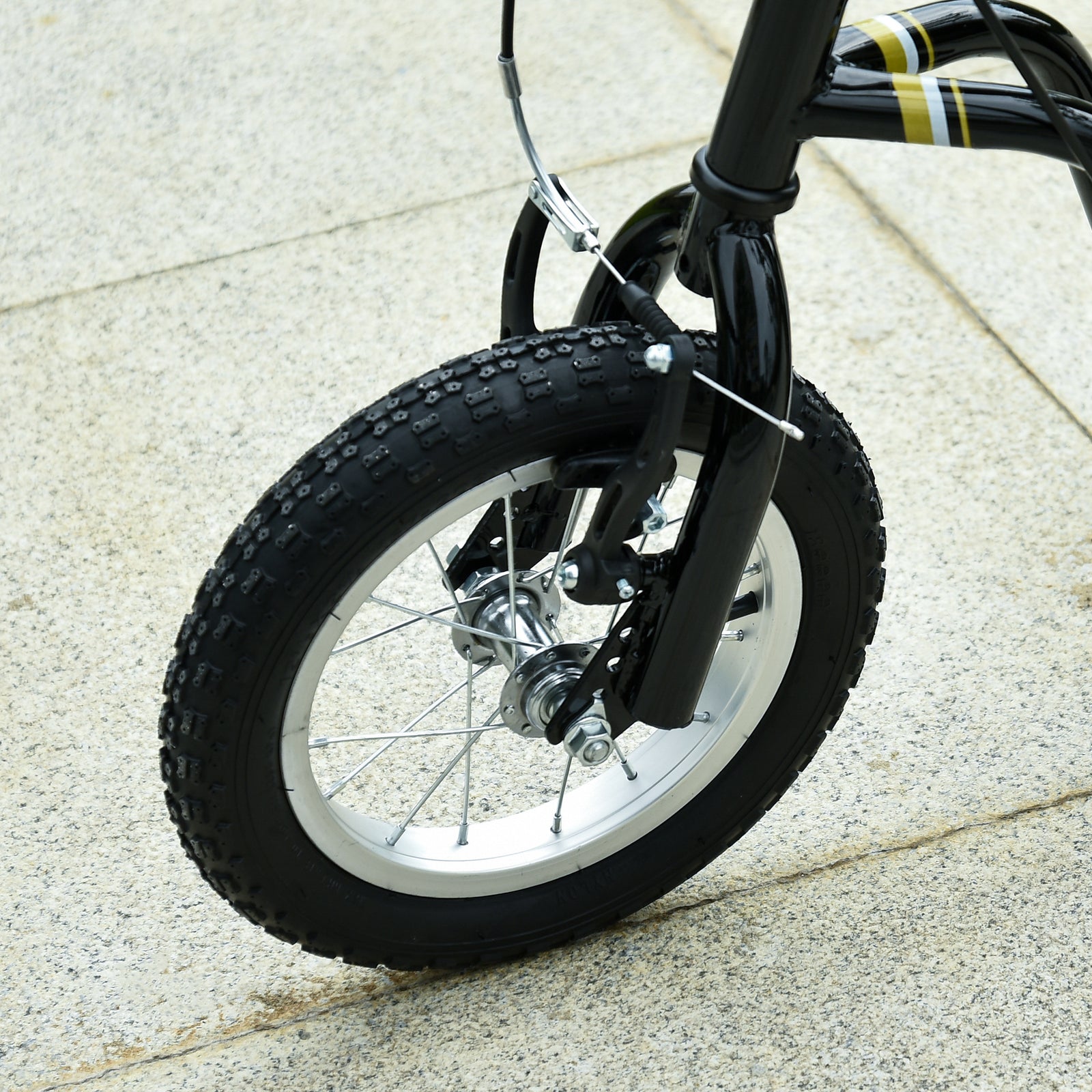 Dual Brakes Kick Scooter 12-inch Inflatable Wheel Ride On Toy For Age 5+ | Black