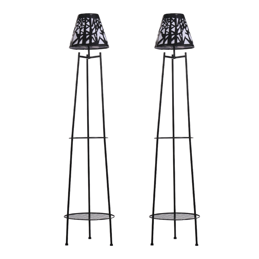 2 Pack Solar Lights Outdoor With Plant Stands Solar Floor Lamp & Street Lights With Metal Tripod Patio Decor
