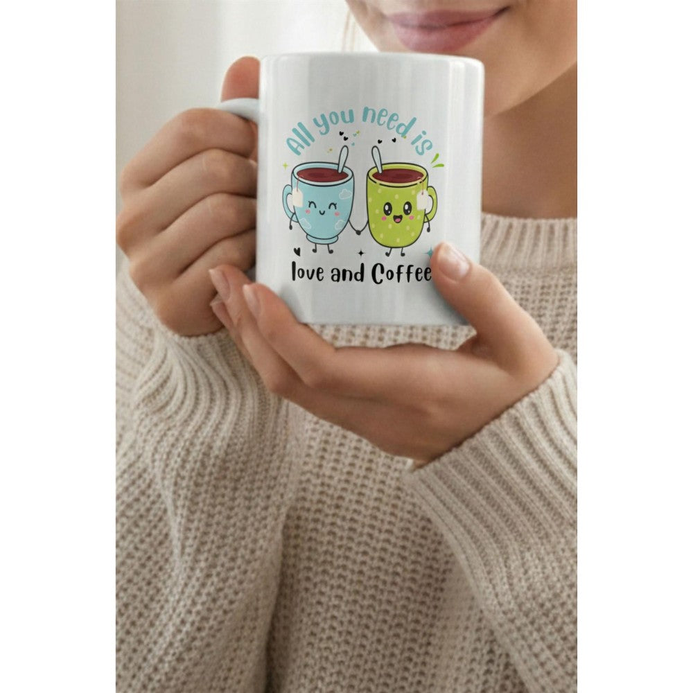 Dyzi All You Need Is Love And Coffee Printed Mug Valentine’s Day Gift