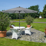 3m Garden Parasol Adjustable Tilting Parasol With Crank Handle With Classic Design Heavy-duty Round Base | One Size | Grey