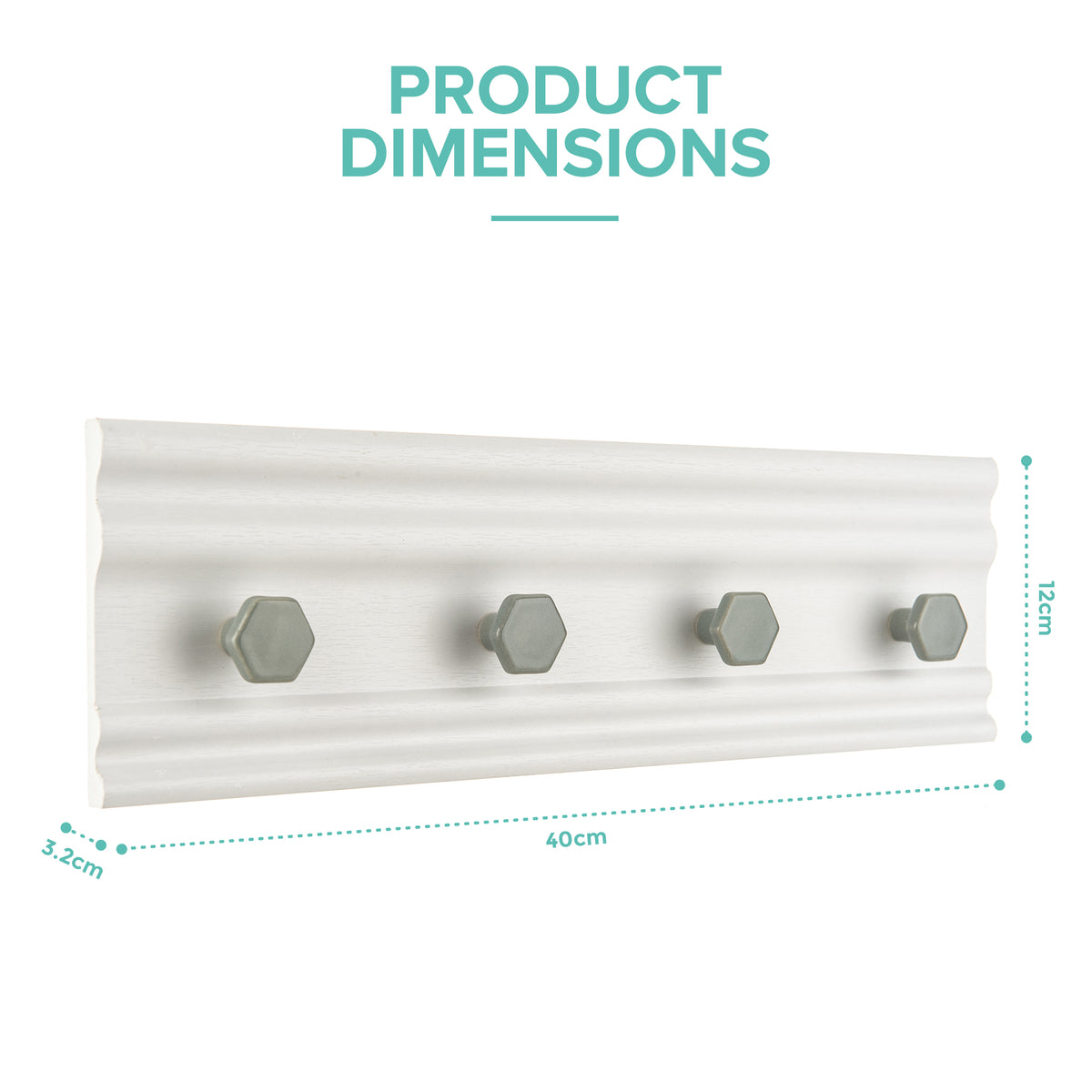 Livivo 4 Hook Wall Mounted Coat Rack With Hexagon Hooks