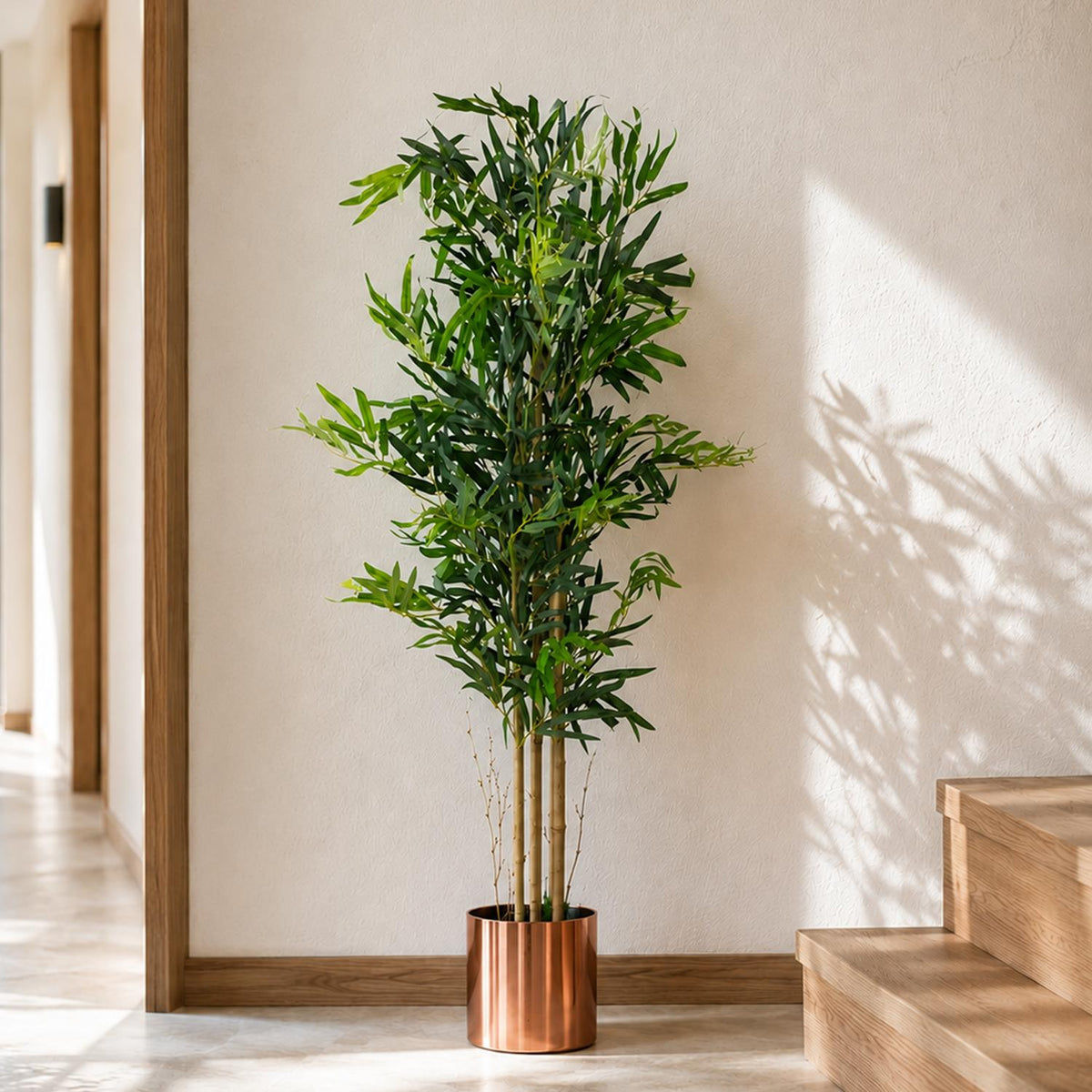 120cm Realistic Artificial Bamboo Plants Trees With Copper Planter