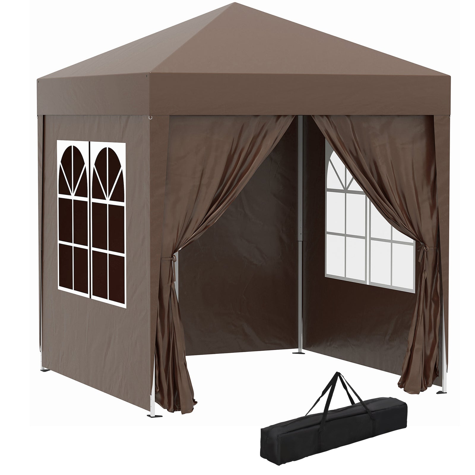 2mx2m Pop Up Gazebo Party Tent Canopy Marquee W/ Storage Bag | Coffee