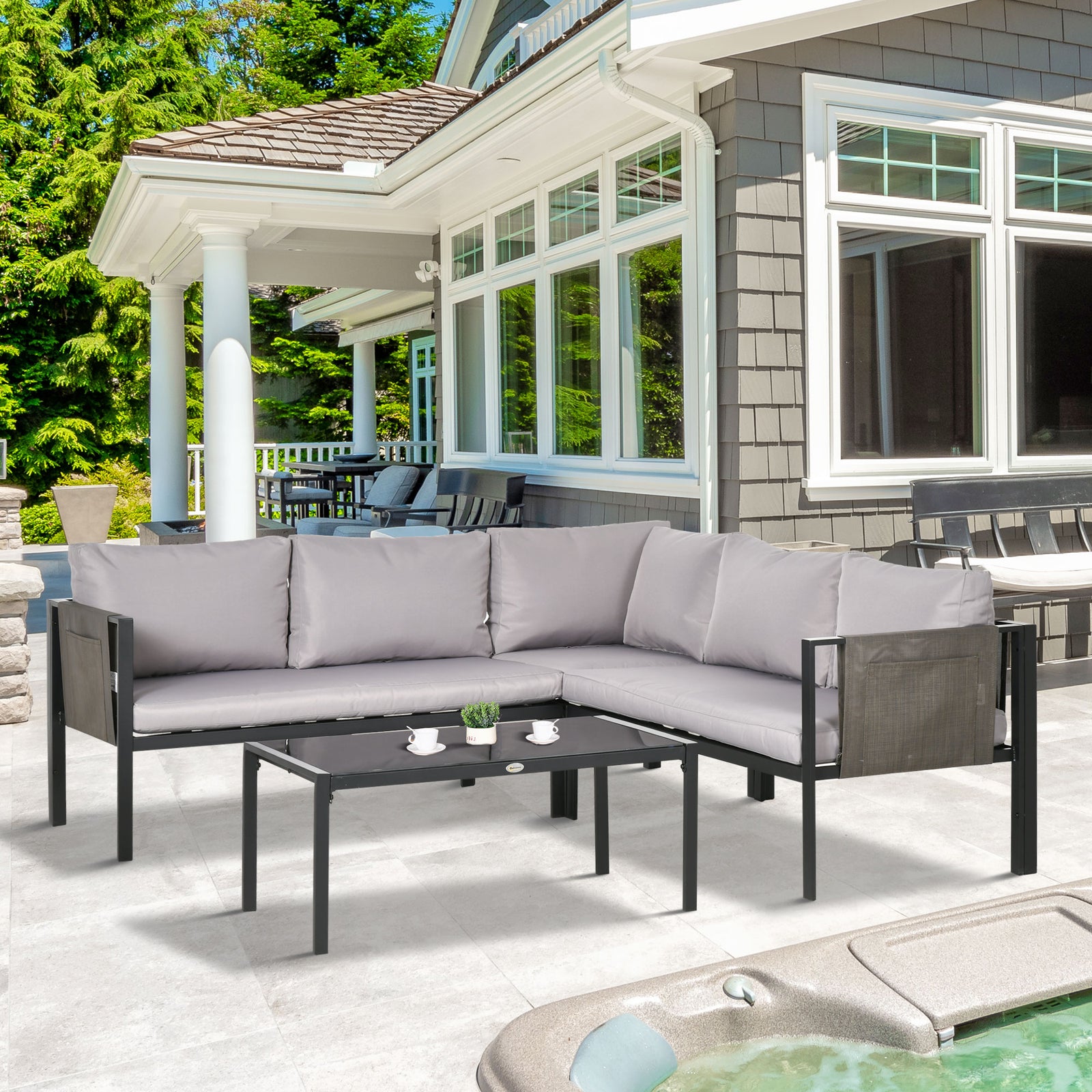 4 Piece Garden Furniture Setwith Breathable Mesh Pocket