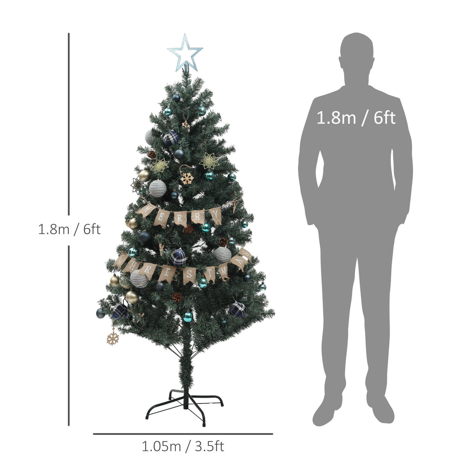 5/6ft Artificial Christmas Tree With Led Blue Red/Blue | 6ft | Blue