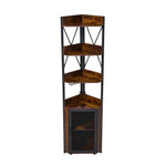 Living and Home Freestanding Tall Corner Wine Rack Bar Cabinet With Glass Holder