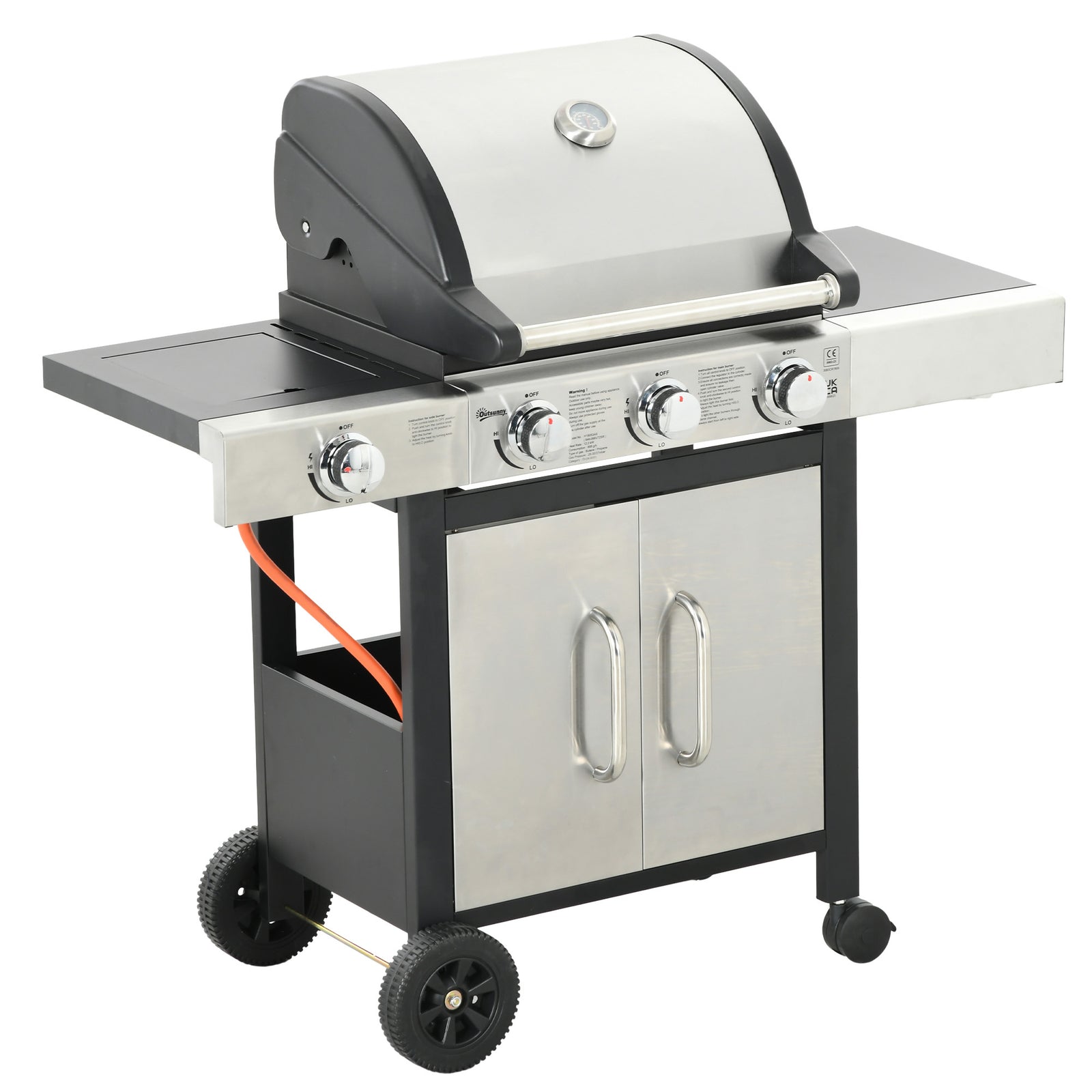 Gas Bbq, Side Burner, Warming Rack | Small | Silver