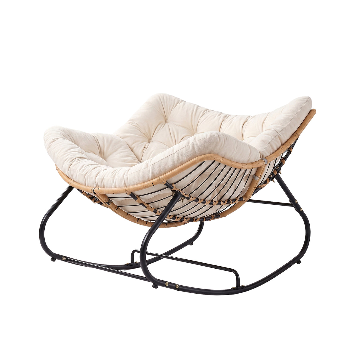Modern Rocking Chair with Cushion – Compact | Beige