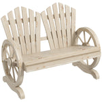 Outsunny 2 Seater Garden Bench W/ Wheel-shaped Armrests Natural Wood