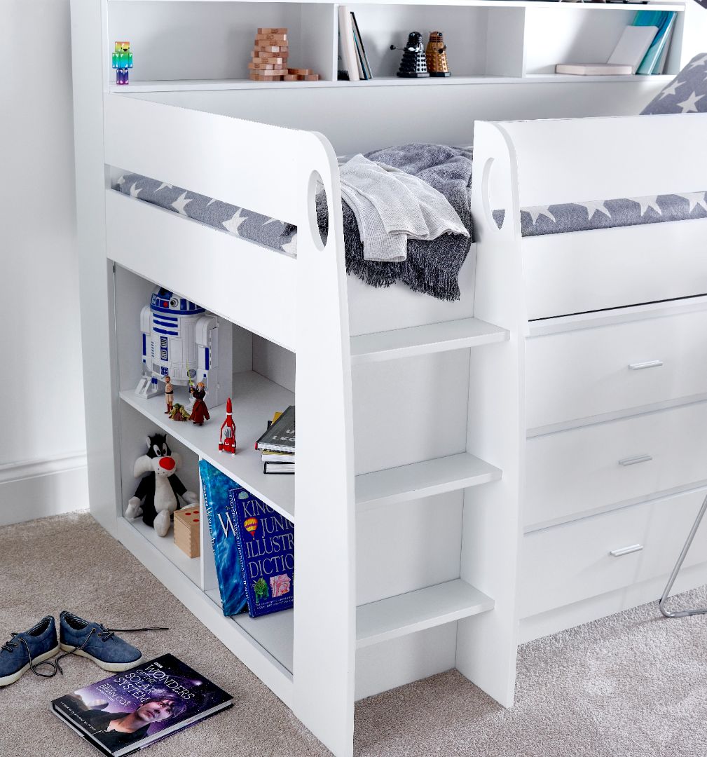 Ersa Mid Sleeper Bed With Desk | Single | White