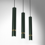 Joker Contemporary Pendant Lamp 3xgu10 Hand Made Cylindrical Style Light | Green & Gold