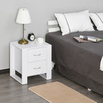 2 Drawer Boxy Bedside Table W/ Handles Elevated Base | One Size | White