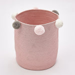 Cotton Rope Basket Woven Laundry Blanket Toy Basket Organizer | Pink