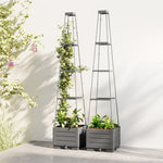 Outsunny 2 Pack Raised Garden Bed With Trellis And Removable Drainage Tray