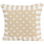 Cotton Stripe Border And Stars Cushion Cover | 60cm x 60cm | Beige