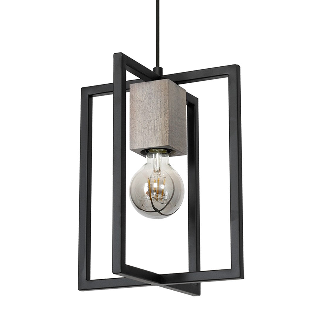 Ralph Pendant Lamp 1xe27 Habd Made Industrial Chic Lamp With Natural Wood Giving The Look Of Stone And Rugged Metal