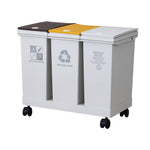 36l/60l 3-compartment Trash Can With Lids And Wheels Dry And Wet Waste Separation Rolling Kitchen Recycling Bin | Small