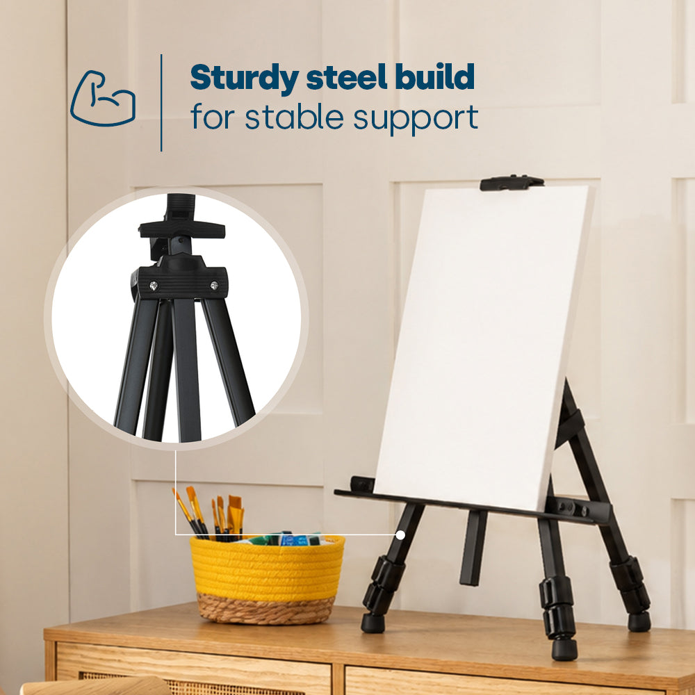 Telescopic Artist Easel Adjustable Painting Tripod With Carry Bag Black