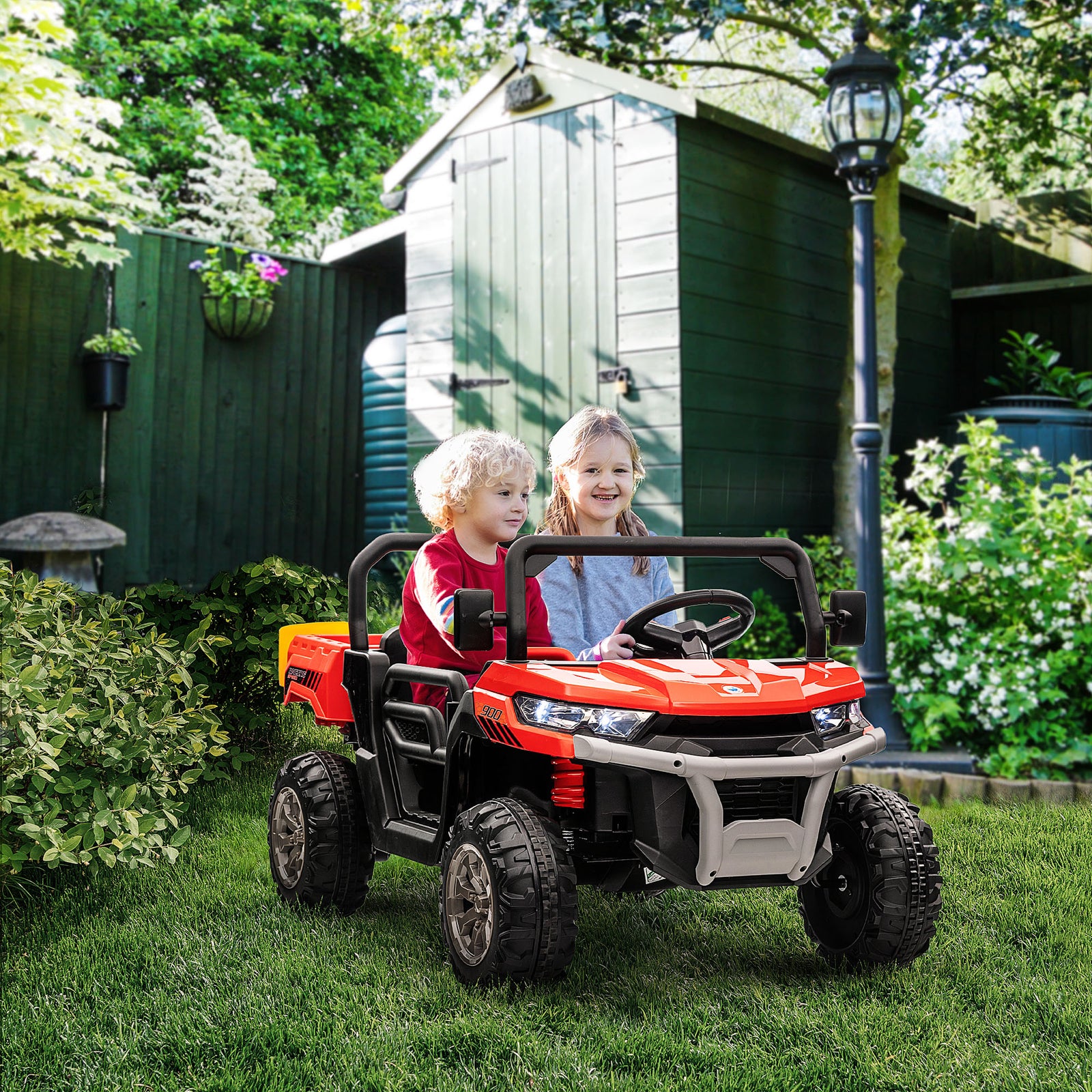 12v Two-seater Kids Electric Ride-on Car W/ Electric Bucket | Red
