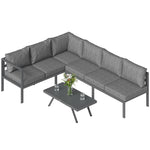 Outsunny Patio Furniture Set Adjustable Backrest L-shaped Dark Grey