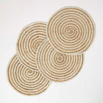 Natural & Cream Spiral Jute Handwoven Round Placemats Set Of 4