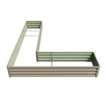 L-shaped Galvanized Steel Raised Garden Bed | One Size | Brown