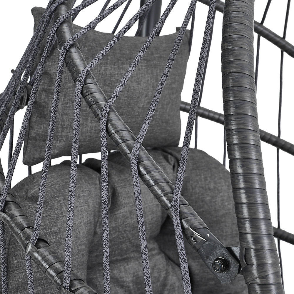 Hanging Chair With Stand And Cushion | Dark Gray