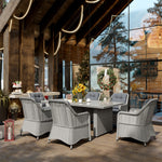 6 Seater Rattan Dining Set With Glass Top Table And Cushions