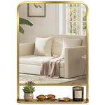 HOMCOM Rectangle Wall Mirror With Shelf 70 X 50 Cm, For Living Room, Bedroom