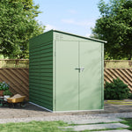 Zinc Steel Metal Garden Shed 4.7 × 8.86 Ft, Sloped Roof Outdoor Storage Shed With Built-in Hooks, Space-saving Design