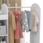 Kids Cloth Rail With Storage Shelf, Boxes, Mirror For Bedroom | White