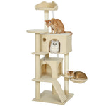 Cat Tree Tower With Sisal Scratching Posts, Condos | 140cm | Beige