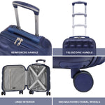 45x36x20cm Lightweight Underseat Cabin Carry On Suitcase - 100+ Airline Approved - Hard Shell Luggage - 4 Wheels - Bubble Design | Cabin | Navy Blue