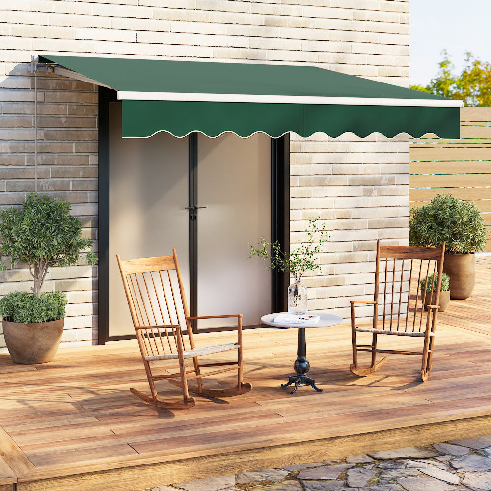 300cm W X 250cm D Outdoor Retractable Patio Awning For Window And Door | One Size | Green