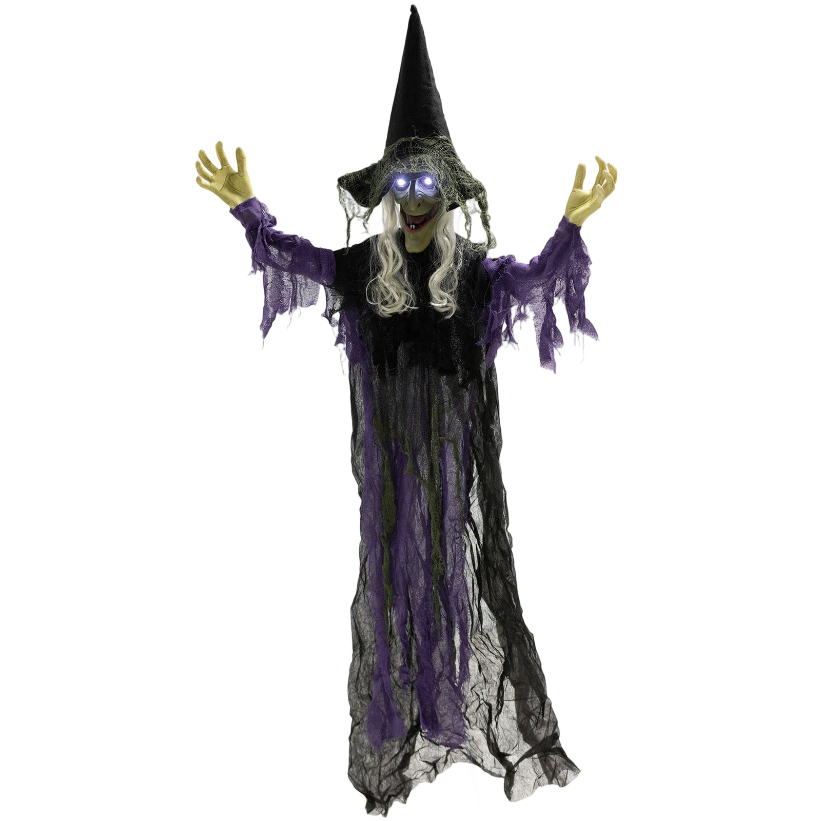 Voice Activated Halloween Animatronics Hanging Witch, Purple