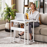 63 Cm Foldable Computer Desk On Wheels For Small Spaces | White