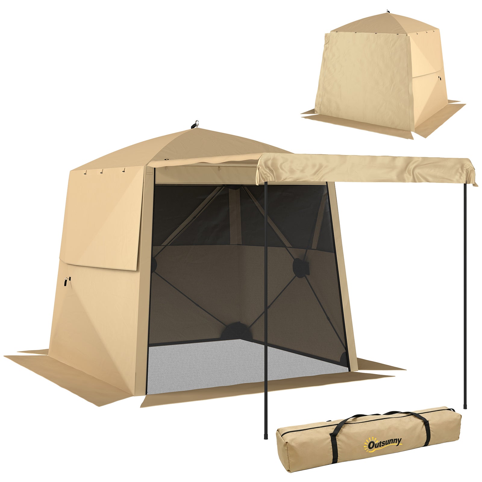 Pop Up Gazebo Waterproof With Awning 2 X 2 M | Khaki