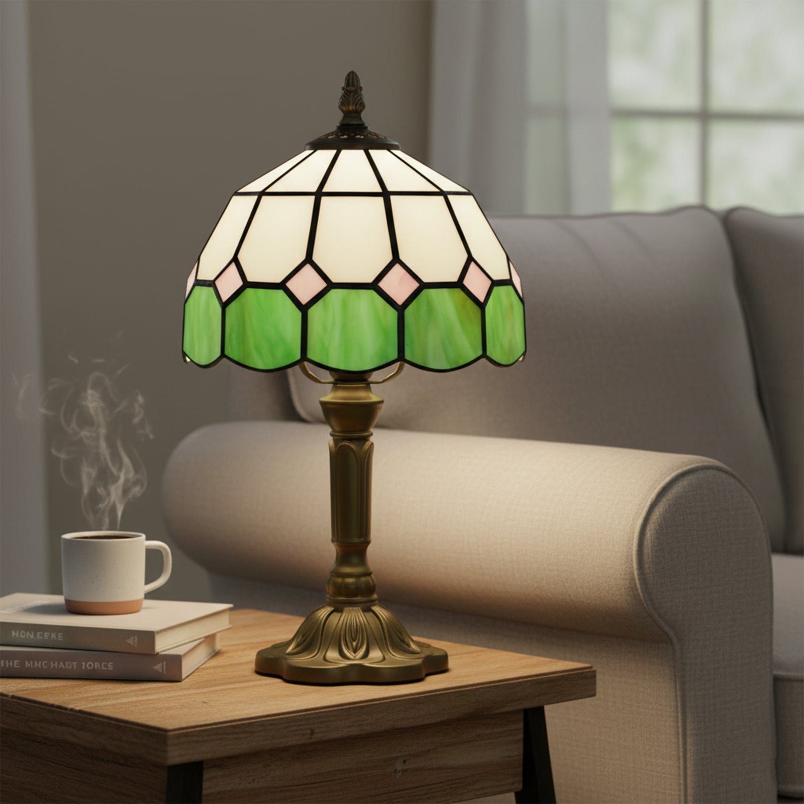 Tiffany-style Table Lamp For Bedroom, Bulb Not Included | Green