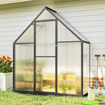 Outsunny Polycarbonate Greenhouse Garden Green House With Swing Door, Black