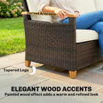 3 Seater Rattan Garden Sofa With Cushioned Wide Seats | Brown